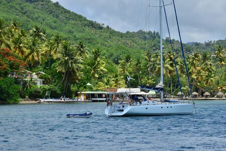 the picturesque Marigot Bay in the island of Saint Lucia in caribbeanのeditorial素材