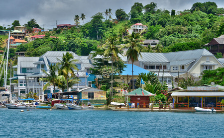 the picturesque Marigot Bay in the island of Saint Lucia in caribbeanのeditorial素材
