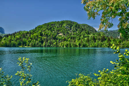Slovenia, the picturesque lake of Bled in Balkanのeditorial素材
