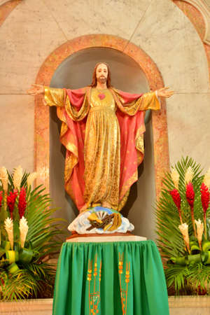 Martinique, statue of Jesus in the cathedral of Fort de Franceのeditorial素材