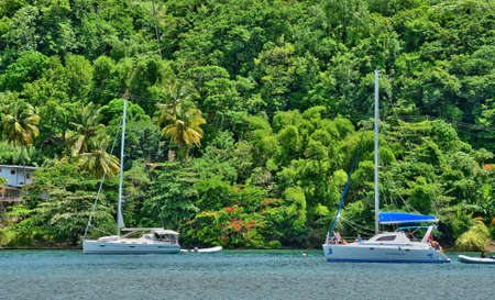 the picturesque Marigot Bay in the island of Saint Lucia in caribbeanのeditorial素材
