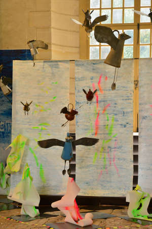 Ile de France, modern art exhibition in the castle of la roche guyonのeditorial素材