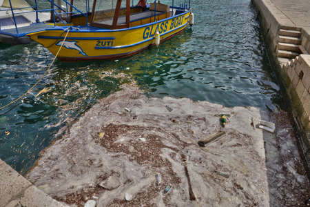 Croatia, pollution of Adriatic in the port of Dubrovnikのeditorial素材