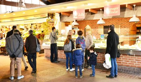 Normandie; the picturesque market of Rouen in Seine Maritime