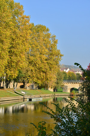 Ile de France, the picturesque Seine riverside in the city of Meulan en Yvelinesの写真素材