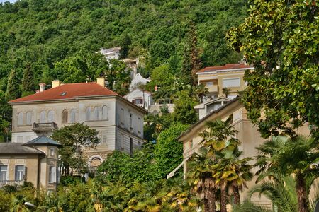 Croatia, the picturesque and historical city of Opatija in Balkanの写真素材