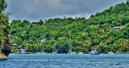 the picturesque east coast of the island of Saint Lucia in caribbeanの写真素材