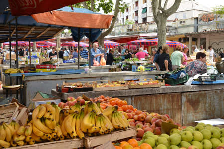 Croatia; the picturesque market of Split in Balkanのeditorial素材