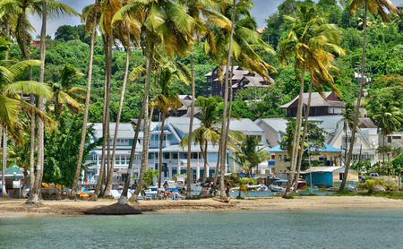 the picturesque Marigot Bay in the island of Saint Lucia in caribbeanのeditorial素材