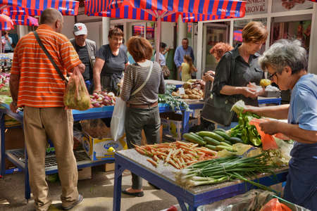 Croatia; the picturesque market of Split in Balkanのeditorial素材
