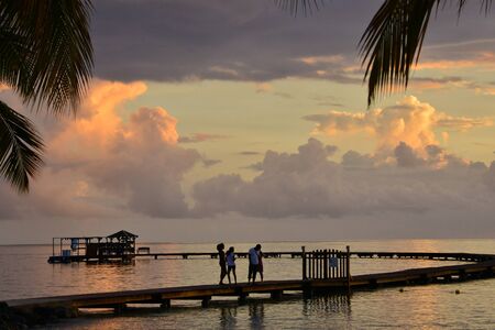 Martinique, the picturesque city of Sainte Anne at sunset in West Indiesのeditorial素材
