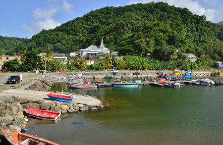 Martinique, the picturesque village of Grand Riviere in West Indiesの写真素材