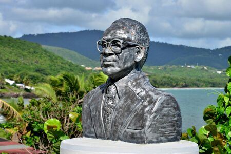 Martinique, statue of Aime Cesaire in the city of Le diamant in West Indiesのeditorial素材