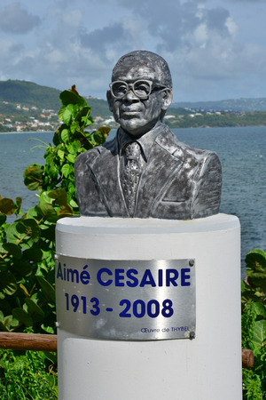 Martinique, statue of Aime Cesaire in the city of Le diamant in West Indiesのeditorial素材