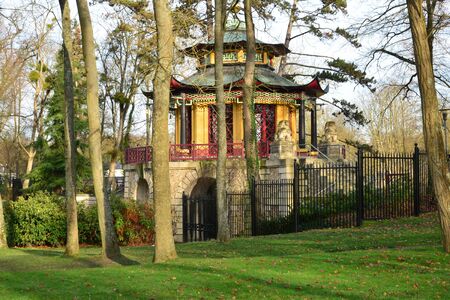 Val d Oise, chinese pavilion in the Parc de Cassan in L Isle Adamの写真素材