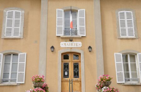 Ile de France, the picturesque city hallof Asnieres sur Oiseのeditorial素材