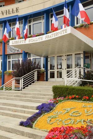 Saint Valery en Caux, France - july 17 2015 :the city hallのeditorial素材