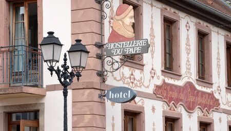 Eguisheim, France - june 19 2015 : the old and picturesque village in summer. Here born the pope Leon 9 in 1002のeditorial素材