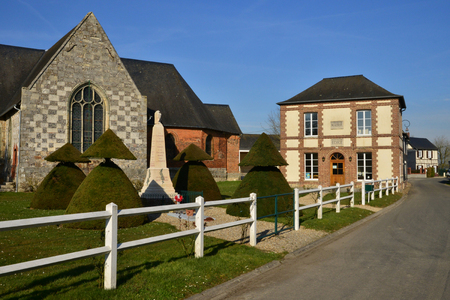 Fleury la Foret, France - march 15 2016 : the picturesque village in winterのeditorial素材