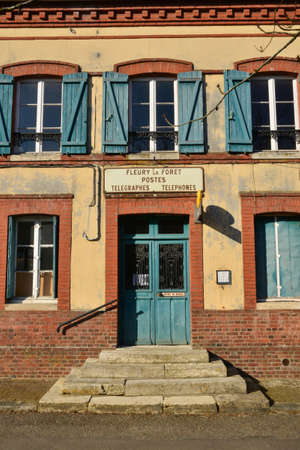 Fleury la Foret, France - march 15 2016 : the picturesque old post officeのeditorial素材