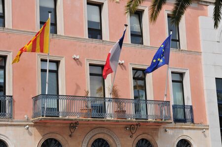 Sanary sur Mer, France - april 20 2016 : the pink city hallのeditorial素材