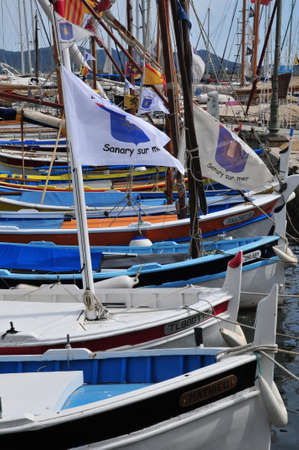 Sanary sur Mer, France - april 20 2016 : boats in the portのeditorial素材
