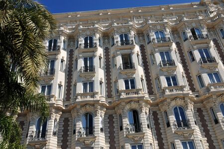 Cannes, France - april 15 2016 : facade of the Carlton hotel on Croisettelのeditorial素材