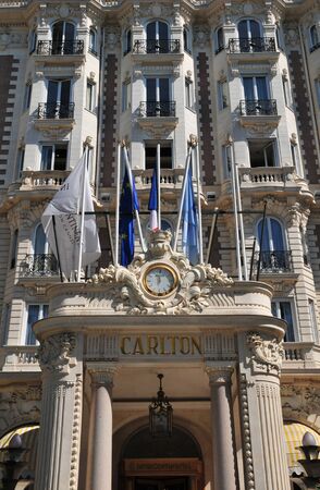 Cannes, France - april 15 2016 : facade of the Carlton hotel on Croisettelのeditorial素材