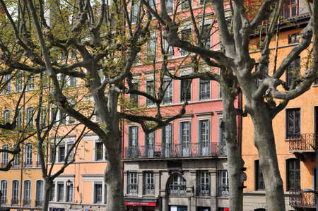 Lyon, France - april 13 2016: the picturesque saint Jean district in the old historical Lyonのeditorial素材