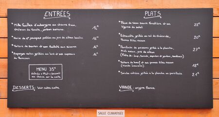 Sanary sur Mer, France - april 20 2016 : menu of a restaurantのeditorial素材