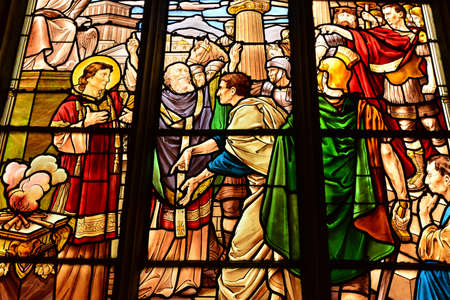 Triel sur Seine, France - april 12 2016 : the gothic and renaissance Saint Martin churchのeditorial素材