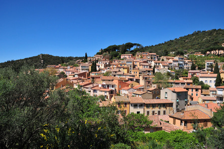 Bormes les Mimosas, France - april 18 2016 : the picturesque old village in springの写真素材