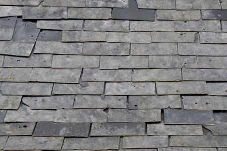 Esteville, France - june 23 2016 : damaged slate roofのeditorial素材