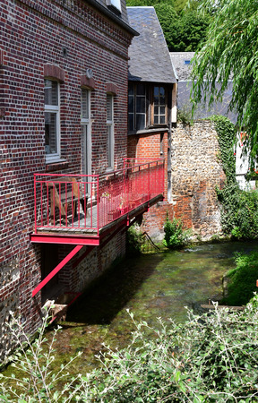 Bernay, France - august 11 2016 : the picturesque city in summerのeditorial素材