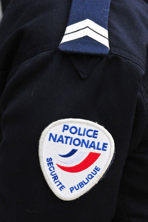 Les Mureaux, France - april 8 2016 : close up of policeman uniform