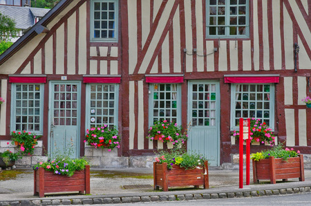 Saint Wandrille Rancon, France - june 22 2016 : the village centreのeditorial素材