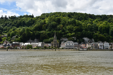 La Bouille, France - june 22 2016 : the village and the Seine riverのeditorial素材