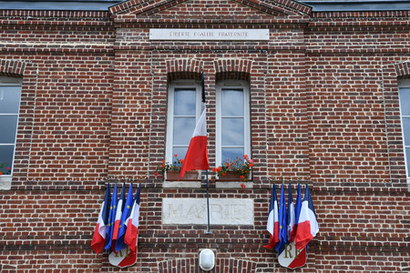 Le Mesnil sous Jumieges, France - june 22 2016 : the city hallのeditorial素材