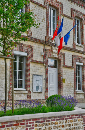 Saint Wandrille Rancon, France - june 22 2016 : the city hallのeditorial素材