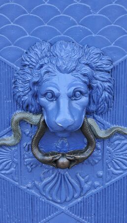 Saint Germain en Laye, France - may 2 2016 : blue door in the picturesque city centerの写真素材