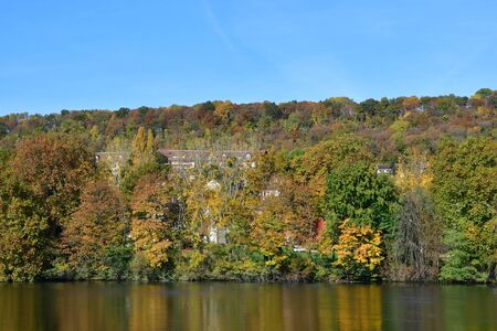 Meulan, France - october 31 2016 : the picturesque city in autumnのeditorial素材