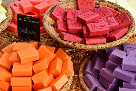 Le Bois Plage en Re, France - september 27 2016 : soap at the marketのeditorial素材