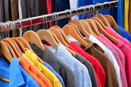 La Flotte, France - september 27 2016 : shirts at marketのeditorial素材