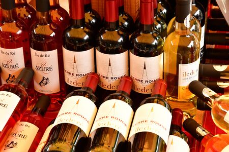La Flotte, France - september 27 2016 : wine at the marketのeditorial素材