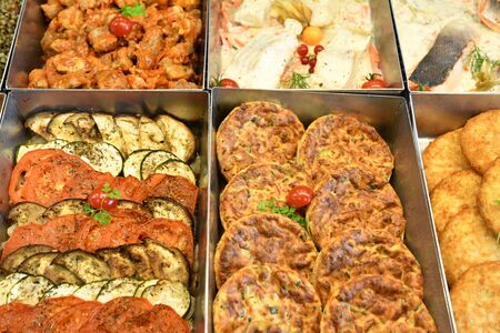 Saint Germain en Laye, France - june 12 2016 : food in a caterer shopのeditorial素材
