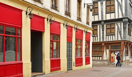 Rouen, France - november 26 2016 : the historical city center in winterのeditorial素材