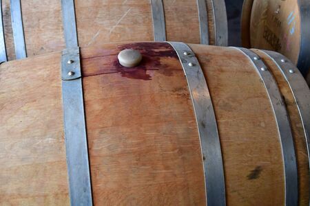San Luis Obispo, USA - july 15 2016 : barrel in the cellar of the Claiborne and Churchhill wineryのeditorial素材