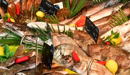 La Flotte, France - september 27 2016 : fish shop at marketのeditorial素材