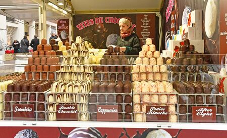 Rouen, France - november 26 2016 : the christmas market in from of the cathedralのeditorial素材
