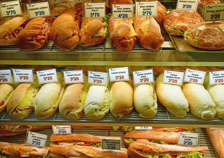 Rouen, France - november 26 2016 : sandwich in a bakeryのeditorial素材